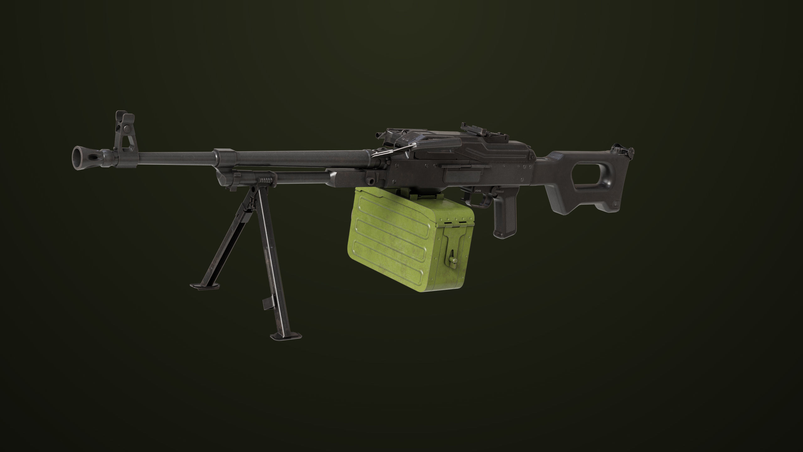 Machine Gun 11 Metal All PBR Unity UE Textures Low-poly 3D model_9