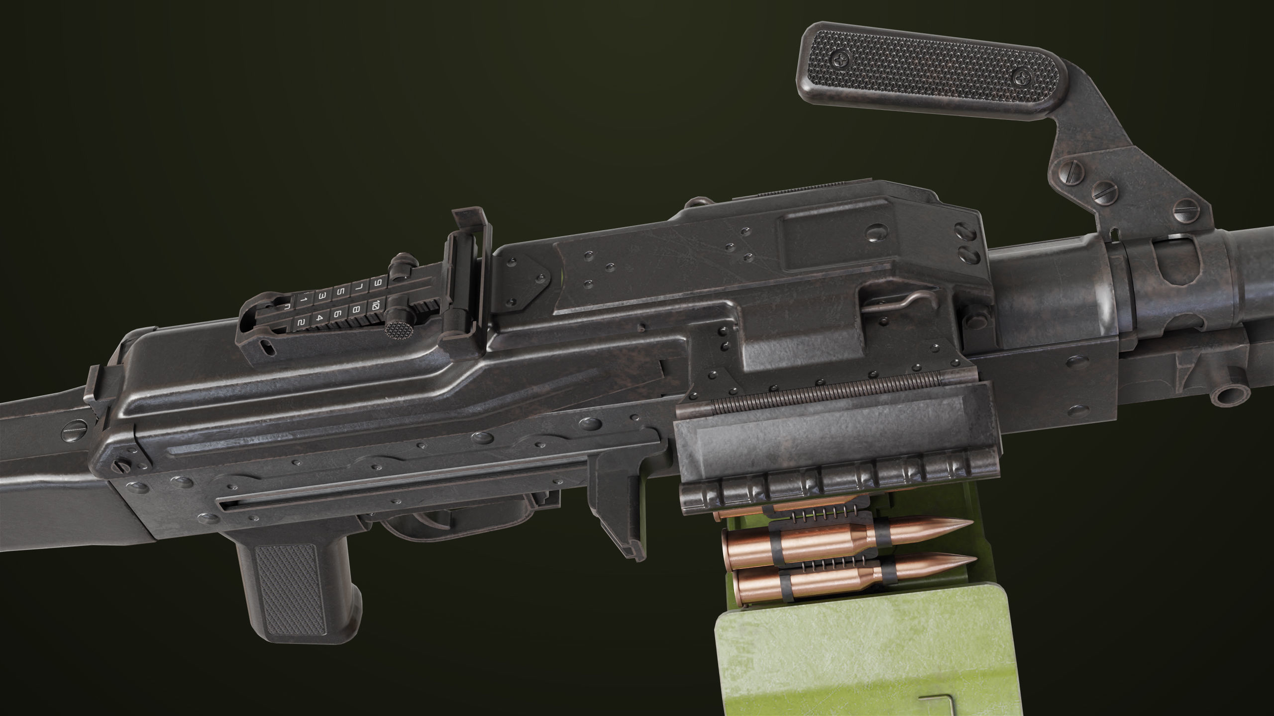 Machine Gun 11 Metal All PBR Unity UE Textures Low-poly 3D model_37