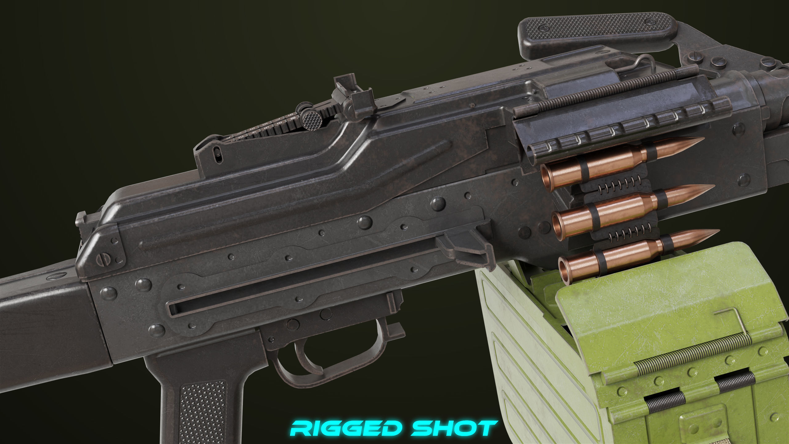 Machine Gun 11 Metal All PBR Unity UE Textures Low-poly 3D model_19