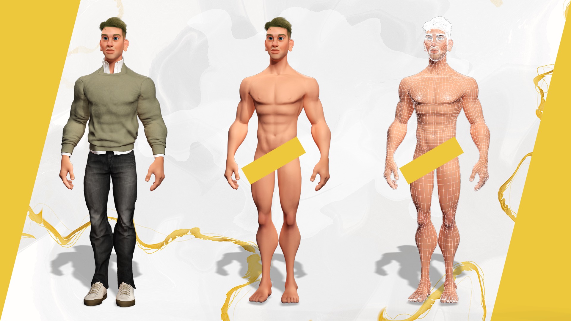 Stylized Classic cartoon man  stylized figure Low-poly 3D model_2