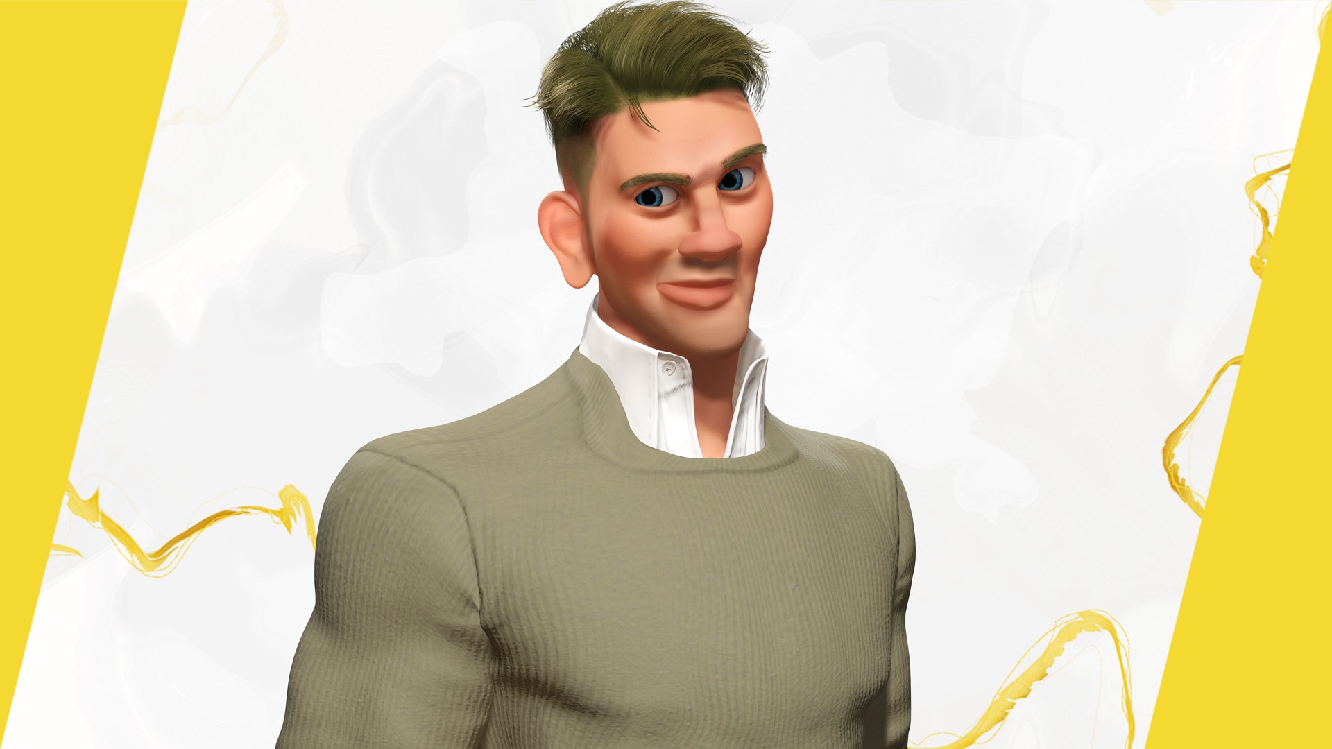 Stylized Classic cartoon man  stylized figure Low-poly 3D model_7