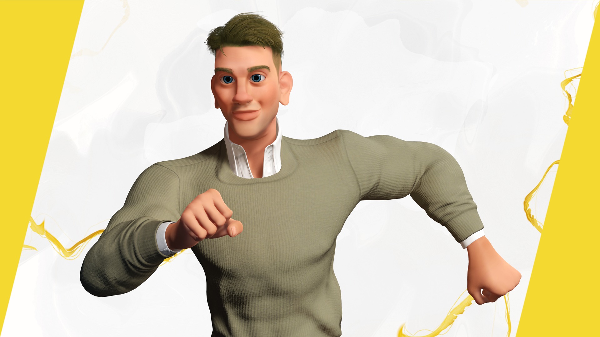 Stylized Classic cartoon man  stylized figure Low-poly 3D model_10