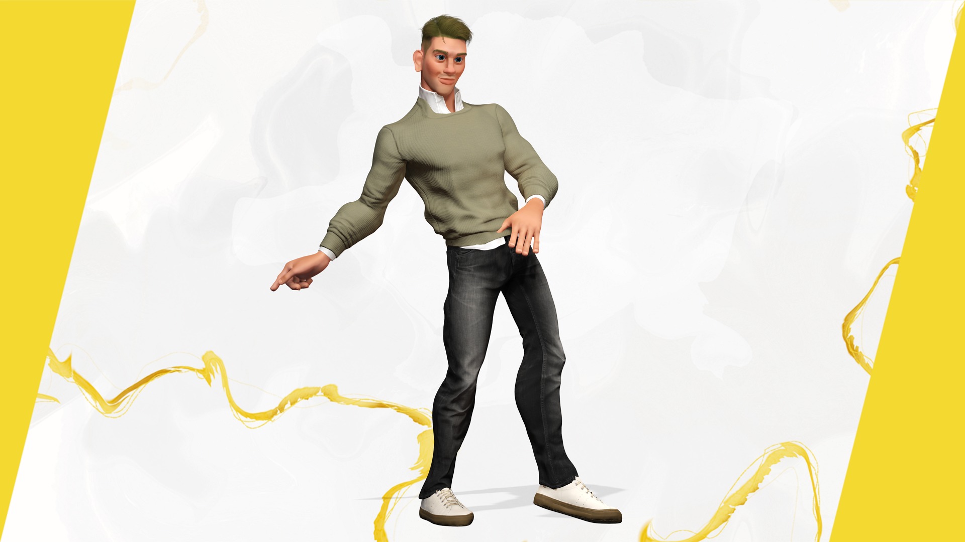 Stylized Classic cartoon man  stylized figure Low-poly 3D model_15