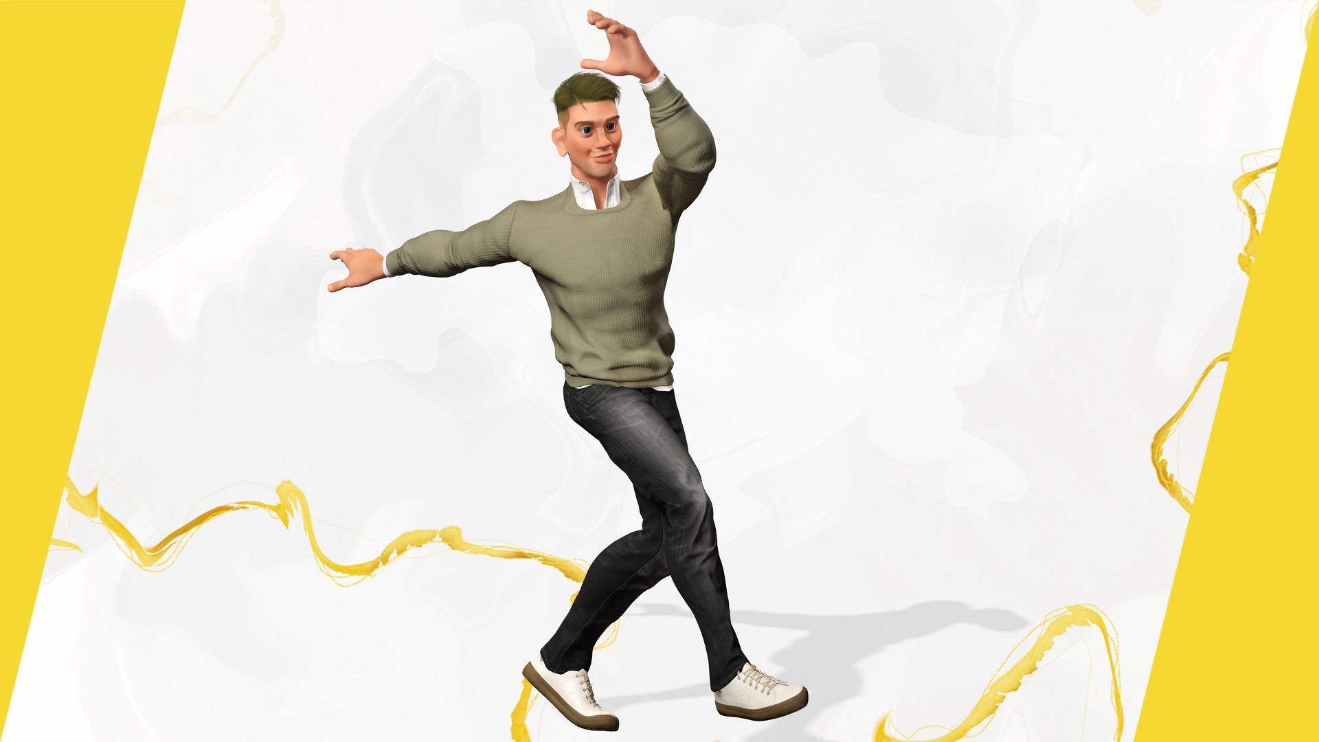 Stylized Classic cartoon man  stylized figure Low-poly 3D model_6