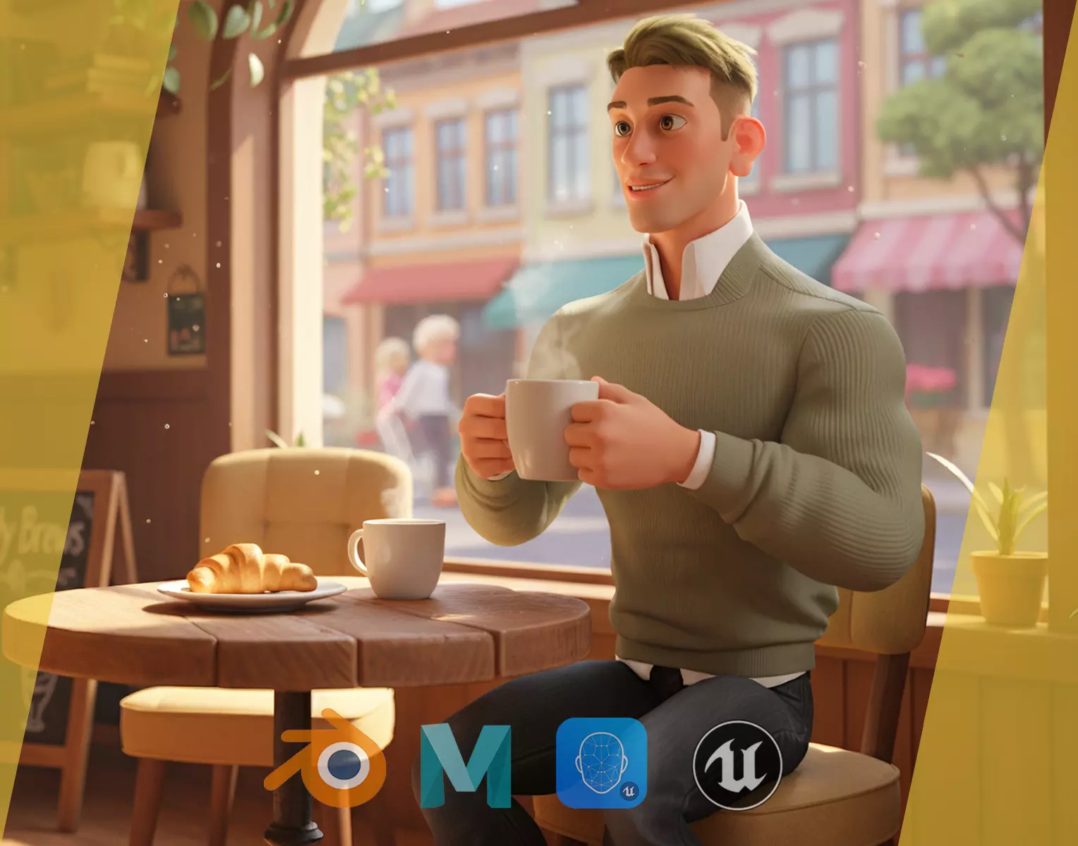 Stylized Classic cartoon man  stylized figure Low-poly 3D model_0
