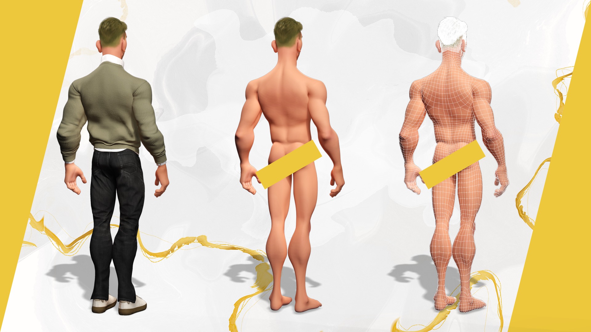 Stylized Classic cartoon man  stylized figure Low-poly 3D model_3