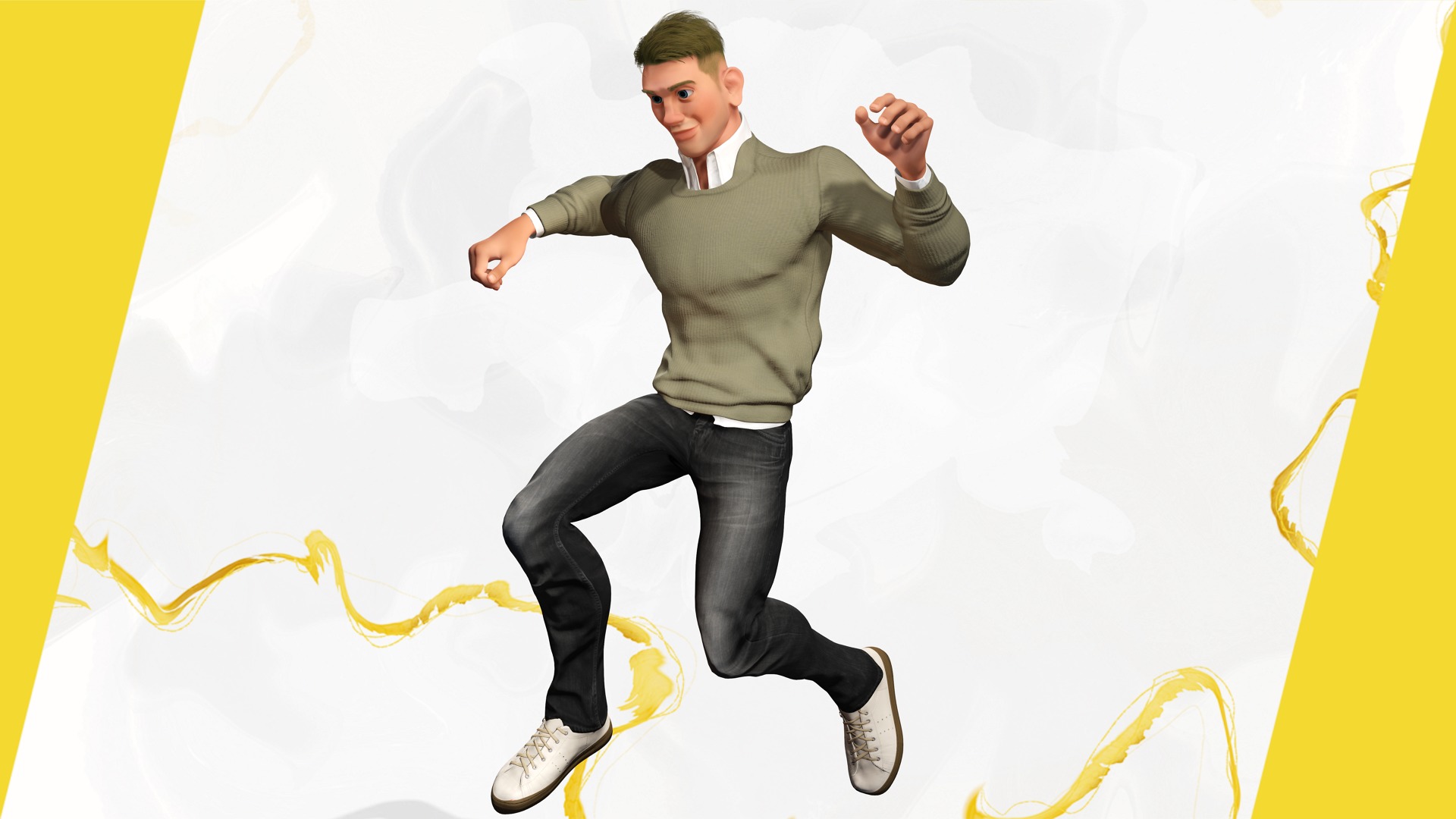 Stylized Classic cartoon man  stylized figure Low-poly 3D model_14