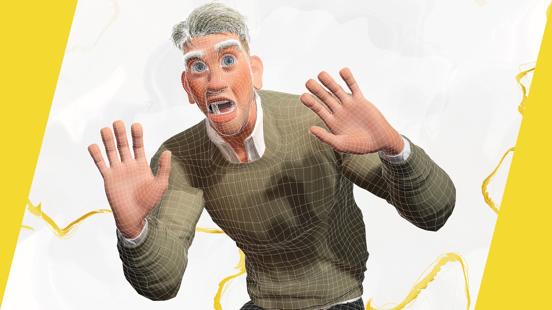 Stylized Classic cartoon man  stylized figure Low-poly 3D model_13