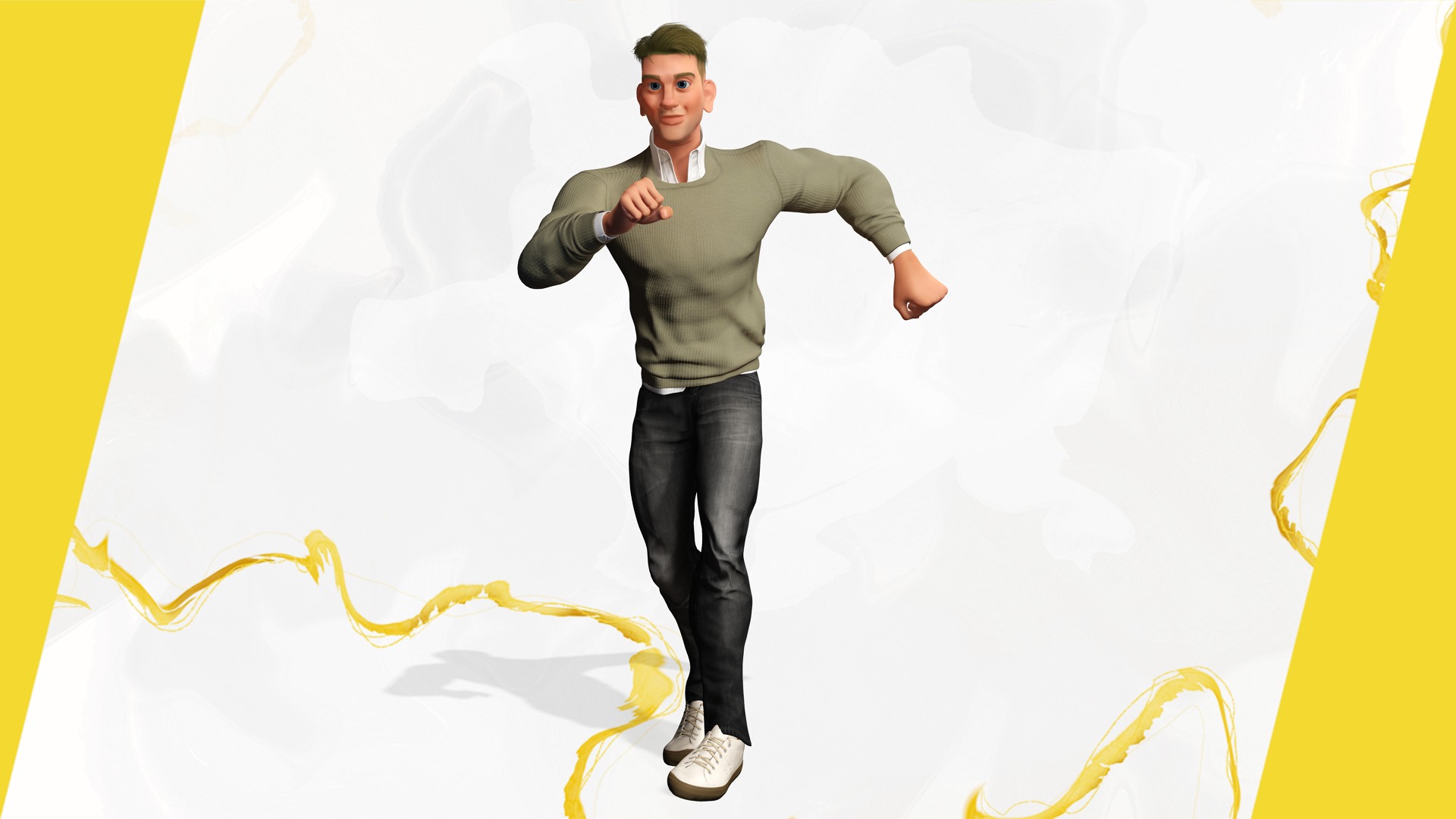 Stylized Classic cartoon man  stylized figure Low-poly 3D model_9