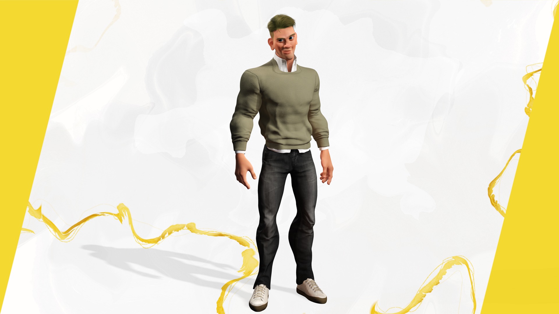 Stylized Classic cartoon man  stylized figure Low-poly 3D model_12