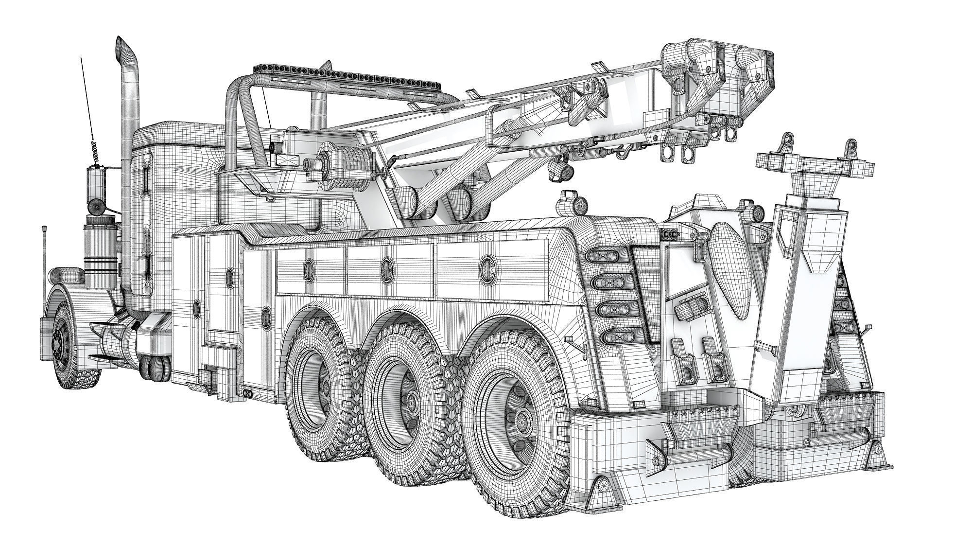Recovery Service Wrecker Tow Truck 3D model_17