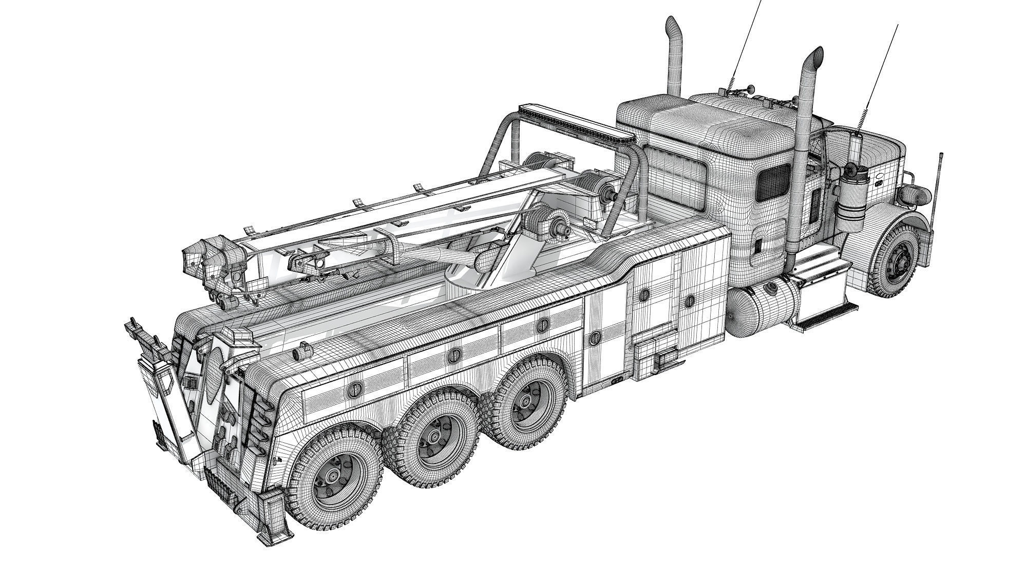 Recovery Service Wrecker Tow Truck 3D model_19
