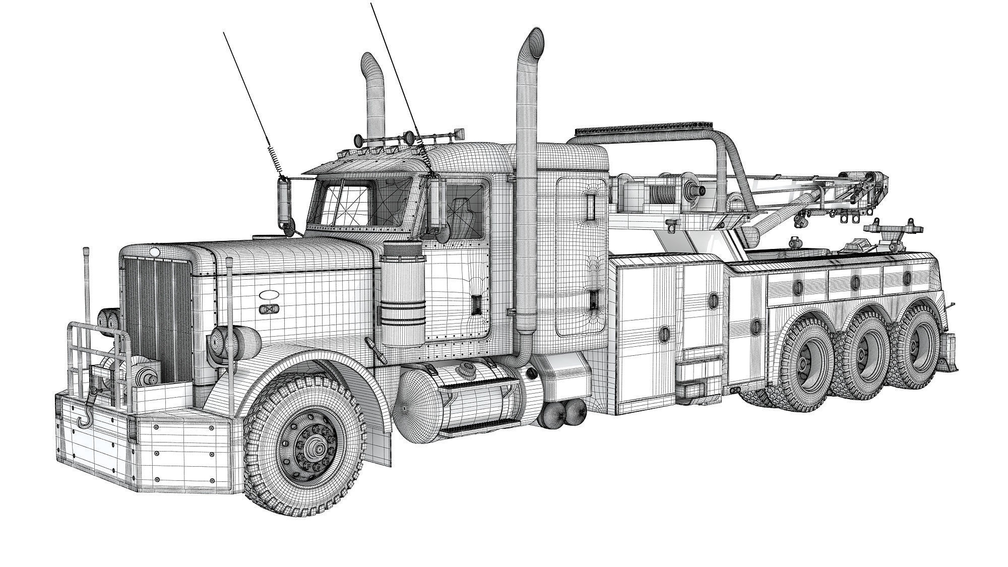 Recovery Service Wrecker Tow Truck 3D model_16