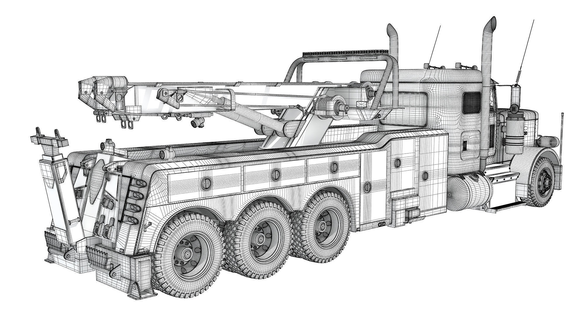 Recovery Service Wrecker Tow Truck 3D model_18