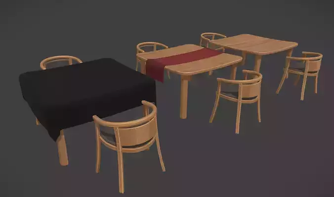 Stylized Restaurant Table and Chair Set