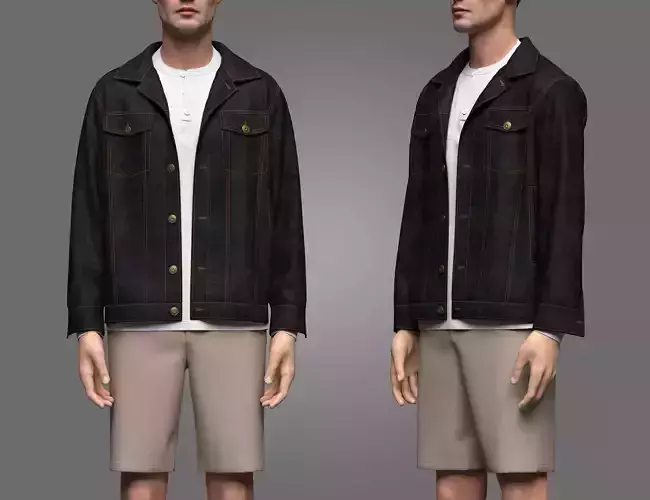 Denim Jacket and Shorts Outfit