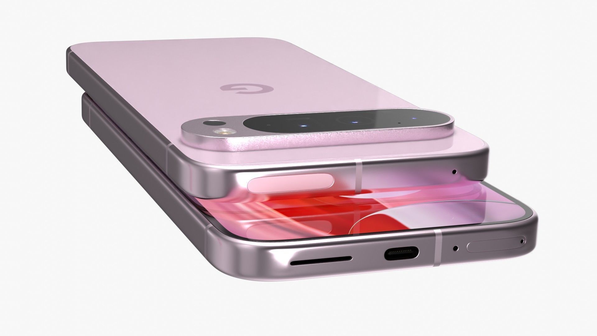 Google Pixel 9 Pro XL Rose Quartz Low-poly 3D model_7