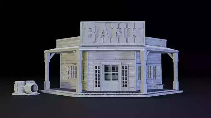 bank old west building 3D print model