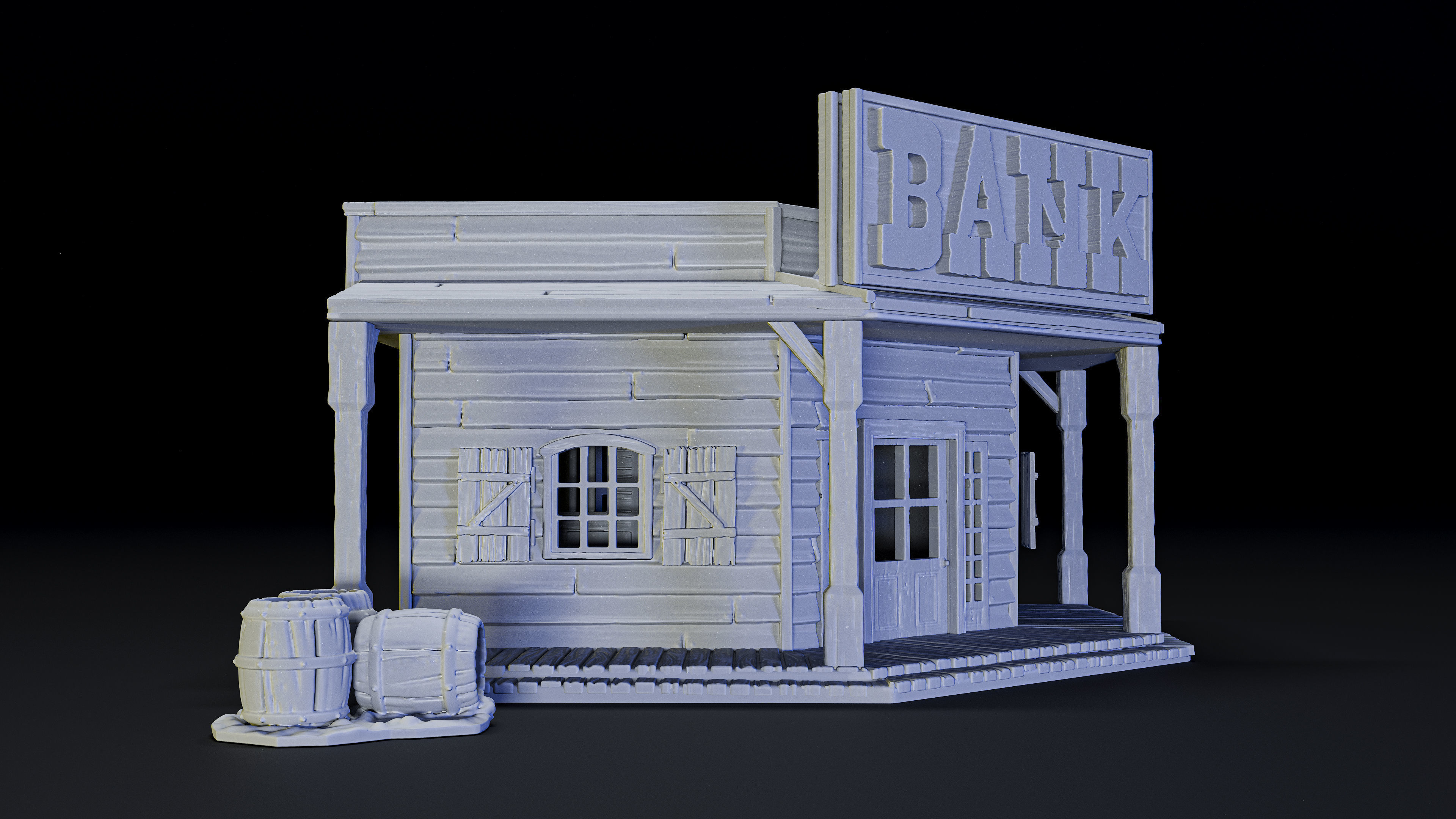 bank old west building 3D print model_2