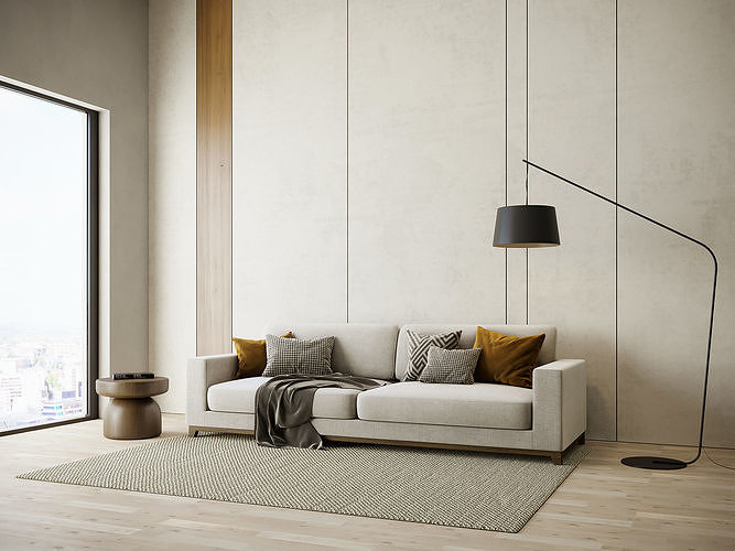interior living room scene 42 3D model 2