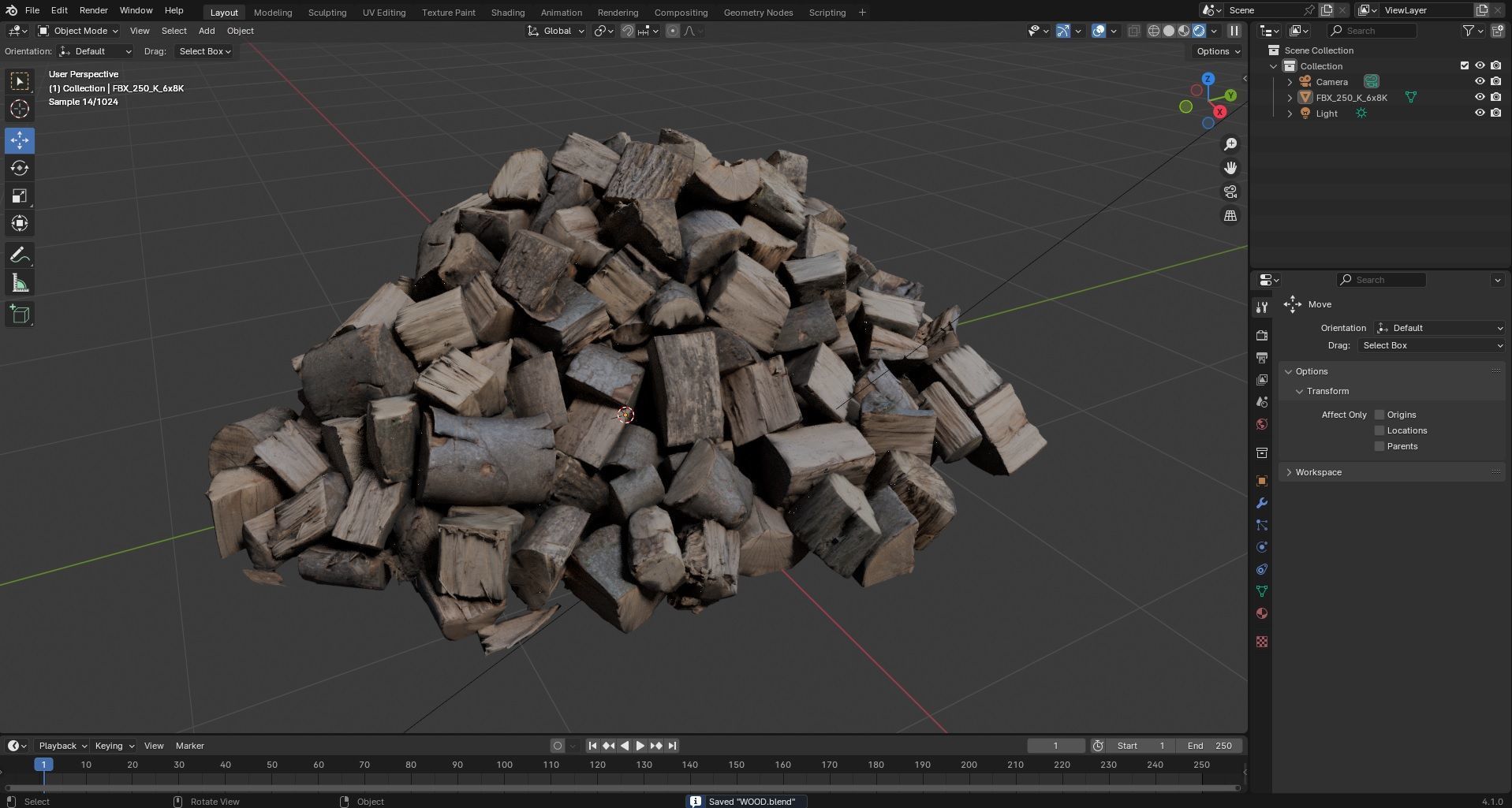Pile of firewood - large stumps 3D model_8