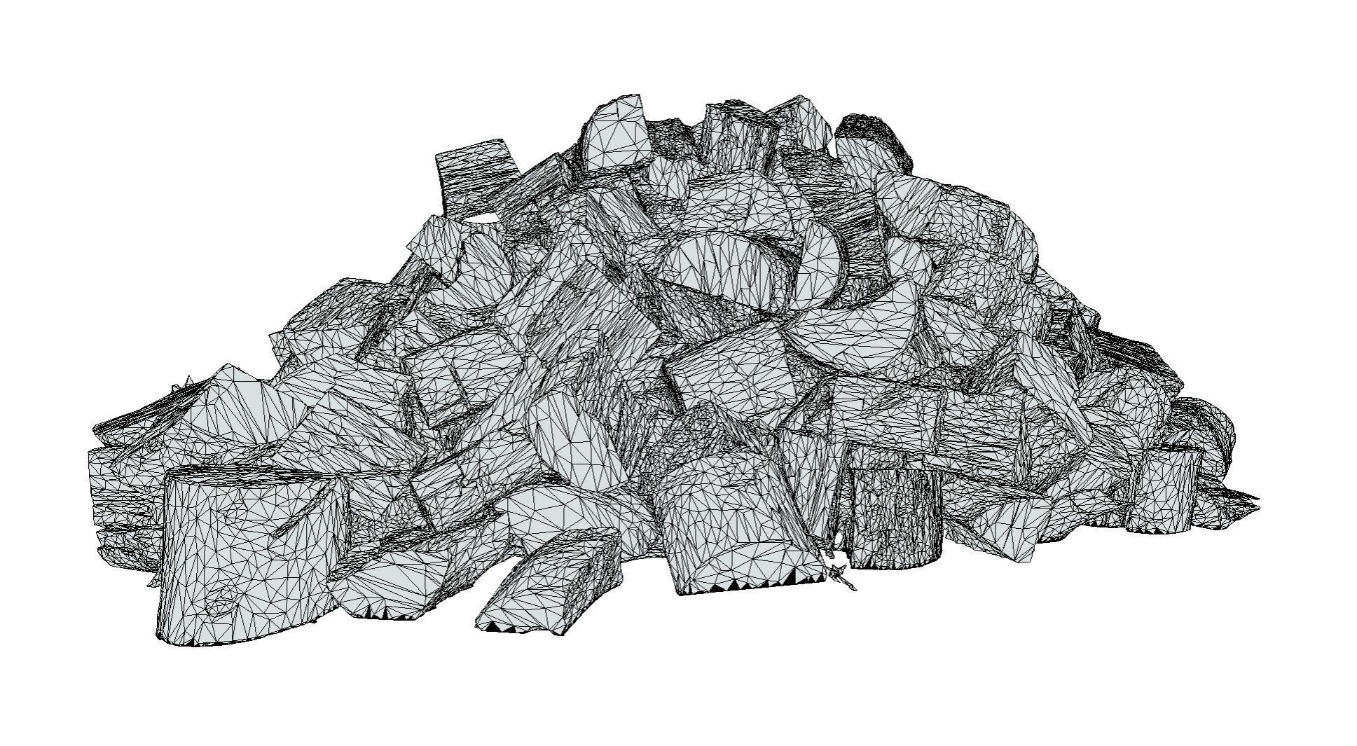 Pile of firewood - large stumps 3D model_5