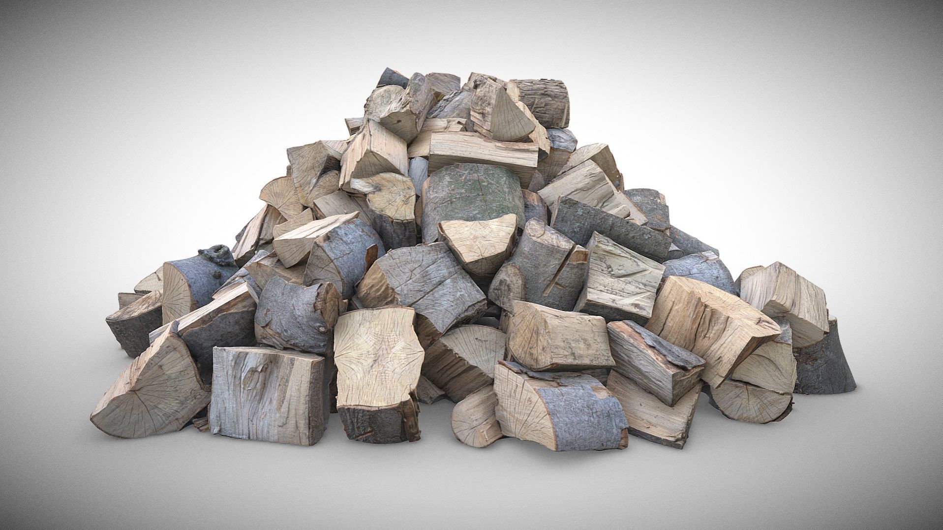 Pile of firewood - large stumps 3D model_1