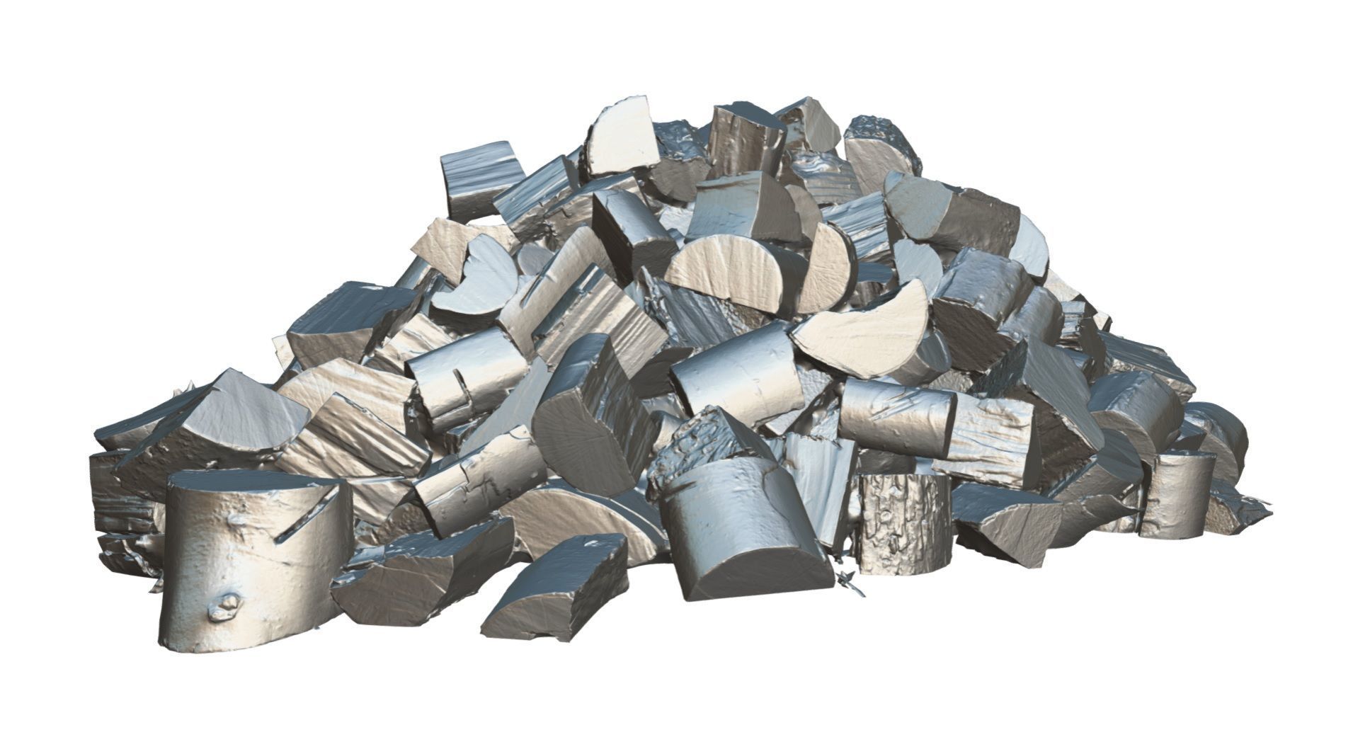Pile of firewood - large stumps 3D model_4