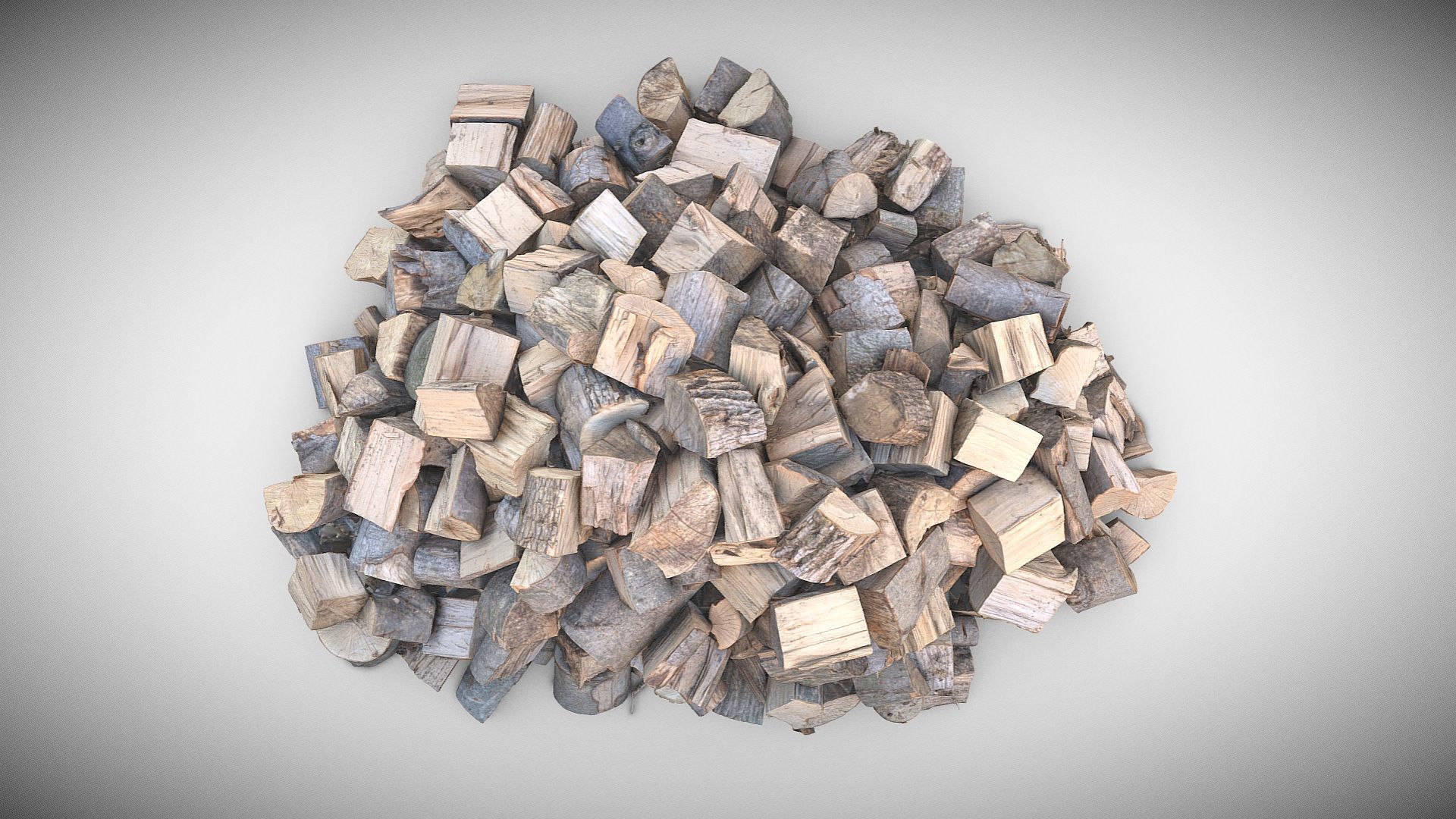 Pile of firewood - large stumps 3D model_2