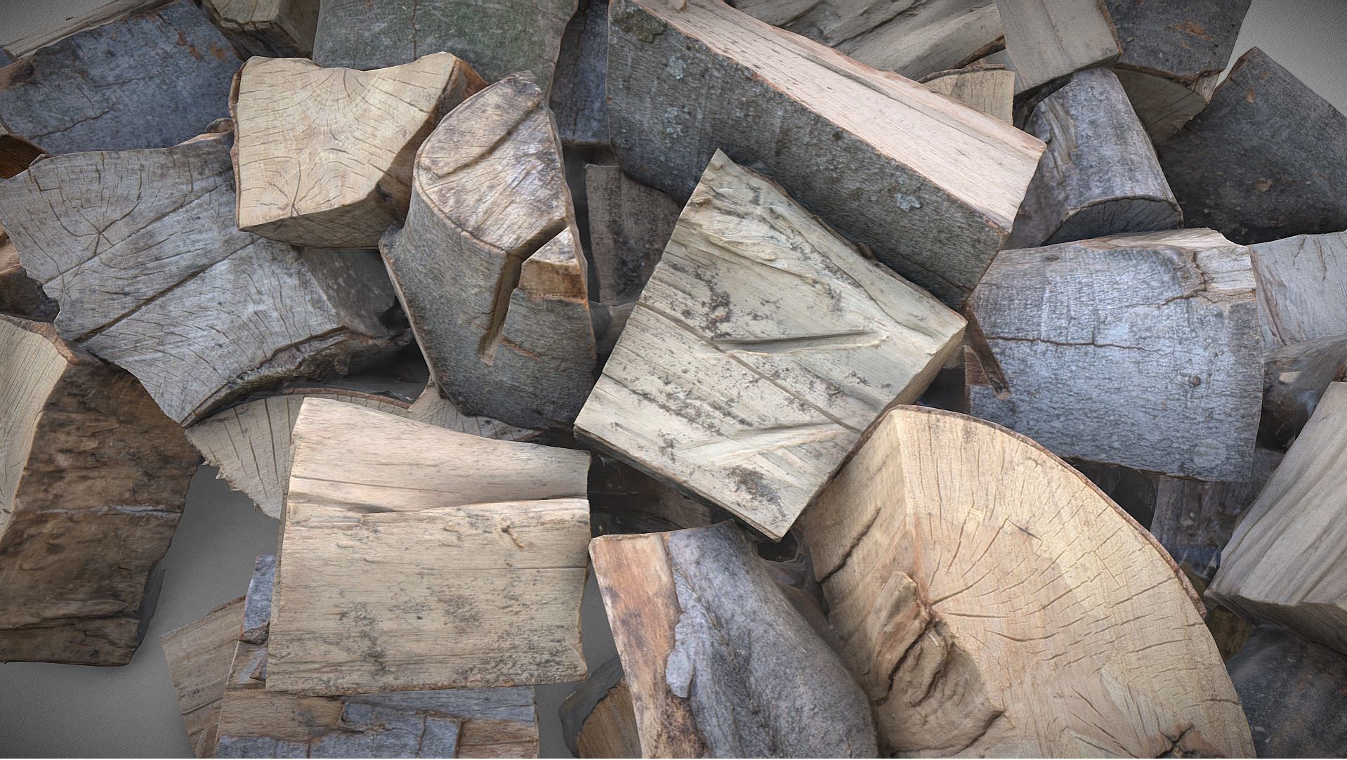 Pile of firewood - large stumps 3D model_6