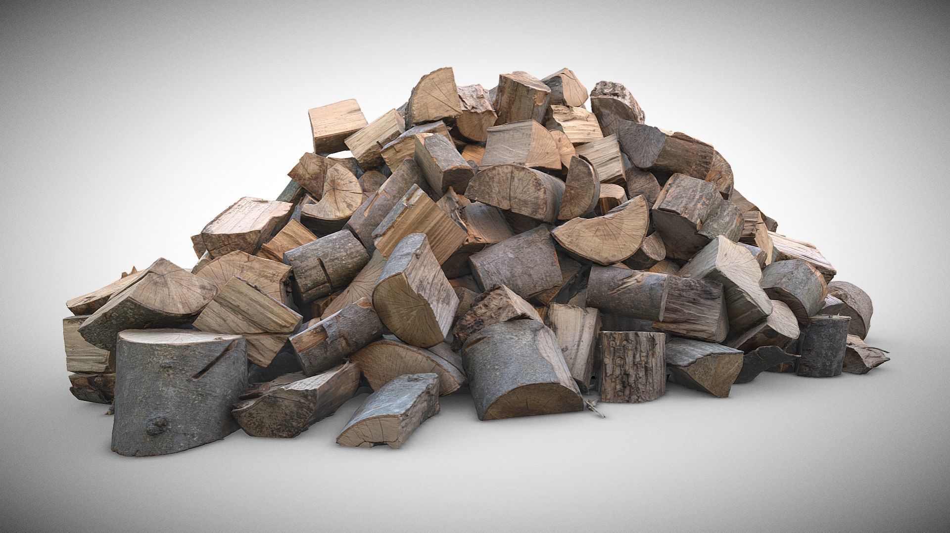 Pile of firewood - large stumps 3D model_3