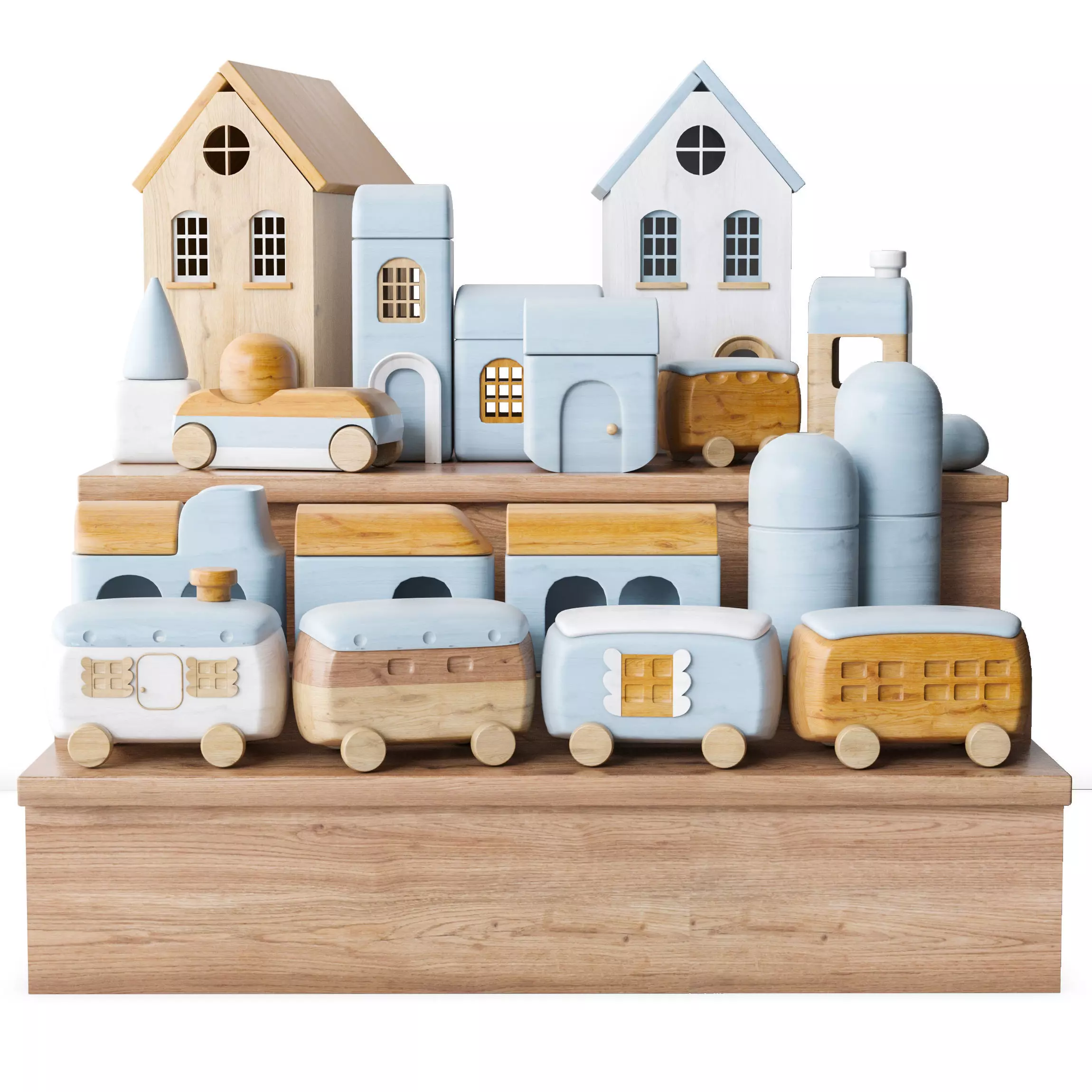 Wooden toy set 3D model