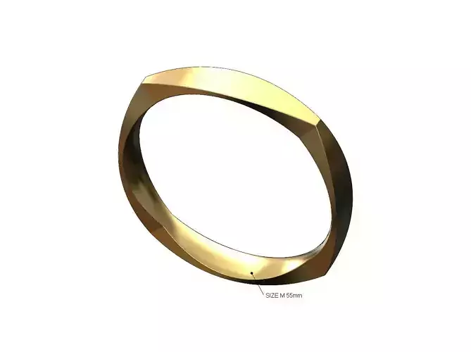 Square rounded faces and carved corners bangle bracelet 3D print model