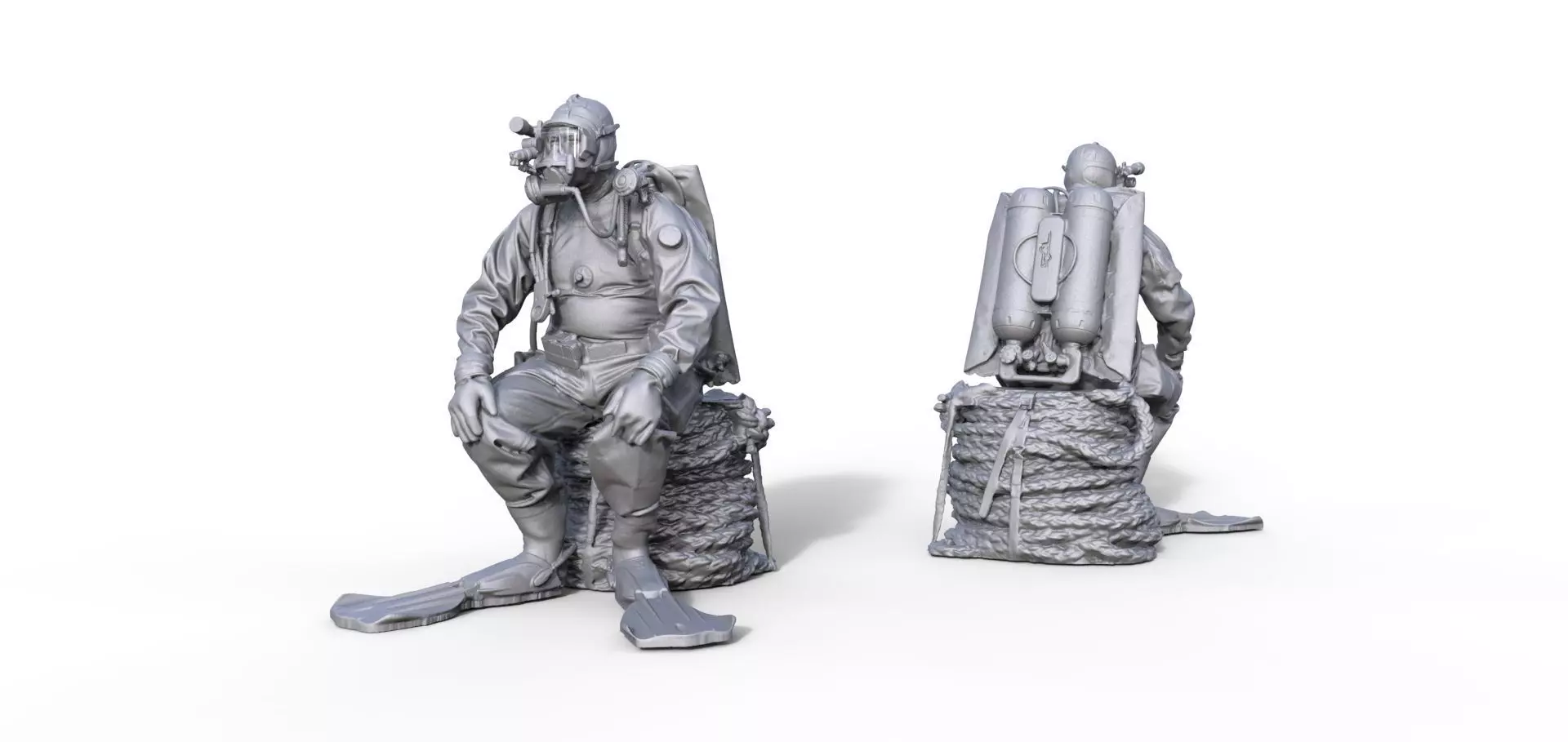 Figur Taucher Diver Figurines Schiffsmodell Diorama 3D print model_0