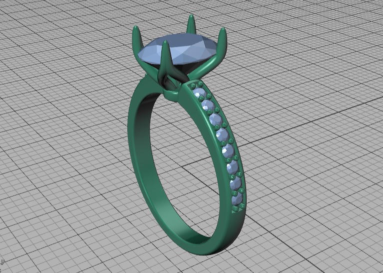 9x7 Oval Stone Engagement Solitaire Ring 4claw setting 3Dmodel 3D print model_38