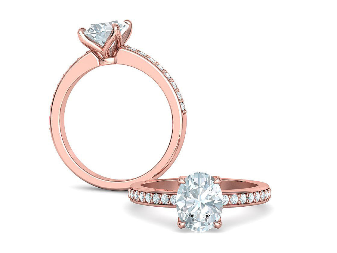 9x7 Oval Stone Engagement Solitaire Ring 4claw setting 3Dmodel 3D print model_2