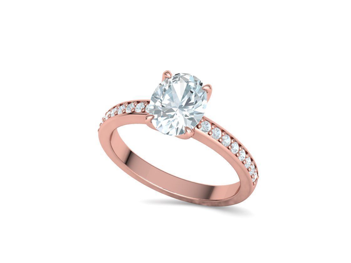 9x7 Oval Stone Engagement Solitaire Ring 4claw setting 3Dmodel 3D print model_31