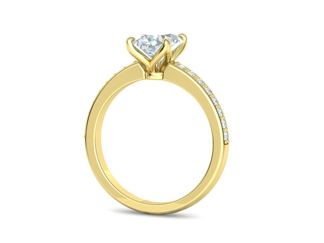 9x7 Oval Stone Engagement Solitaire Ring 4claw setting 3Dmodel 3D print model_23