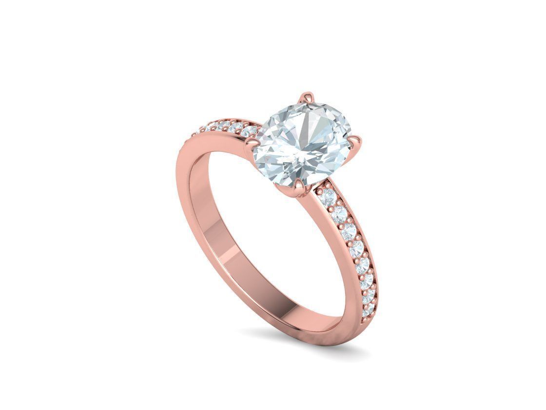 9x7 Oval Stone Engagement Solitaire Ring 4claw setting 3Dmodel 3D print model_34