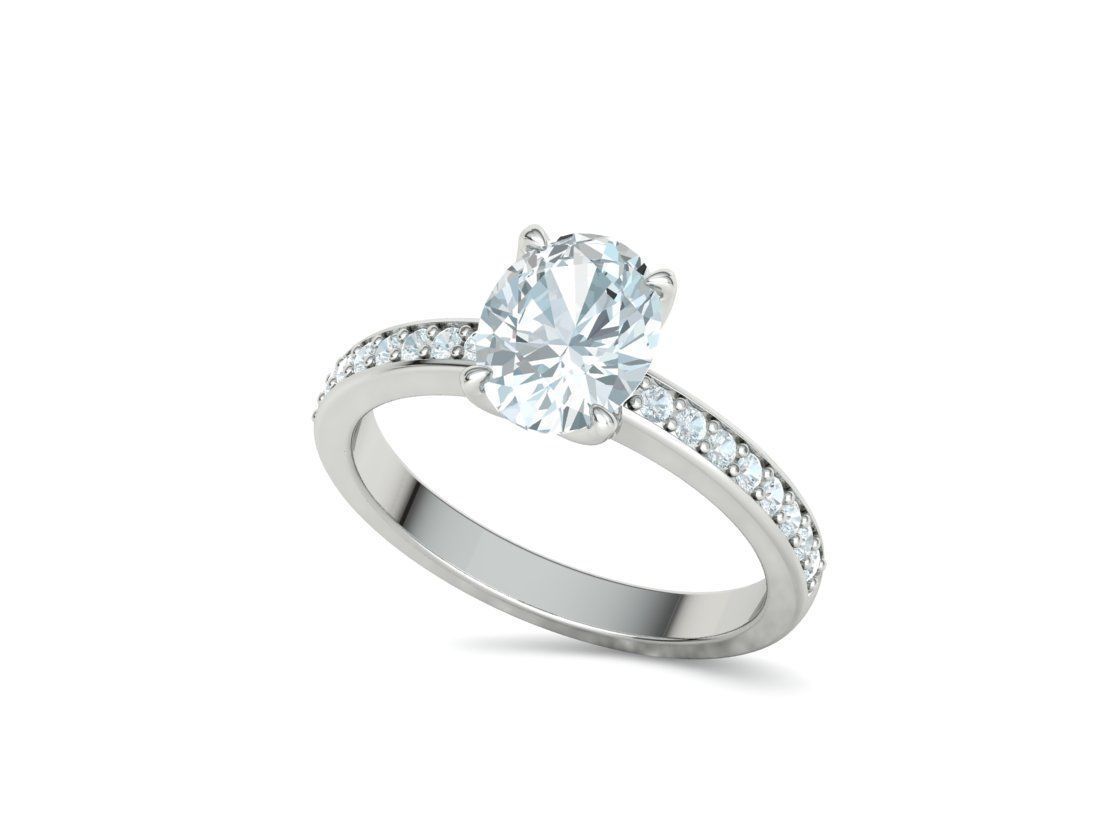 9x7 Oval Stone Engagement Solitaire Ring 4claw setting 3Dmodel 3D print model_33