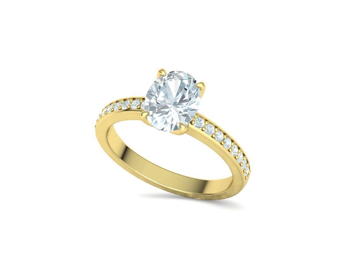 9x7 Oval Stone Engagement Solitaire Ring 4claw setting 3Dmodel 3D print model_32