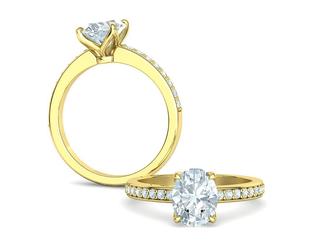 9x7 Oval Stone Engagement Solitaire Ring 4claw setting 3Dmodel 3D print model_3