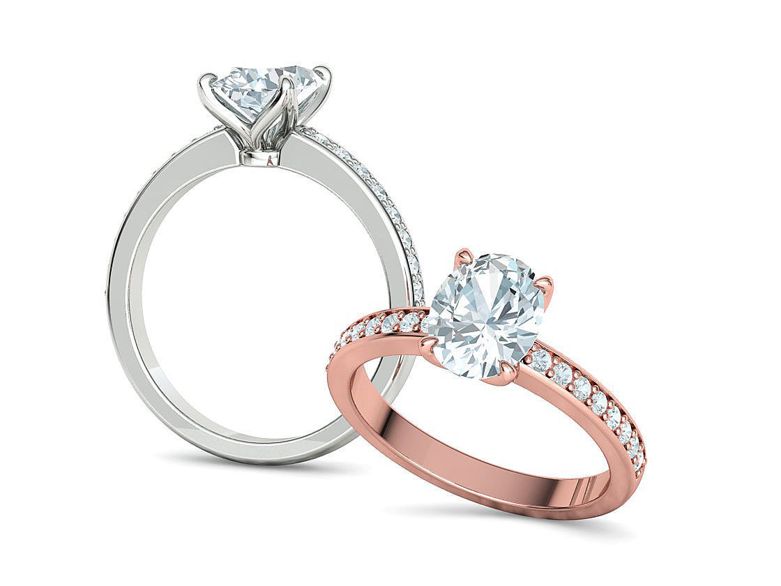 9x7 Oval Stone Engagement Solitaire Ring 4claw setting 3Dmodel 3D print model_10