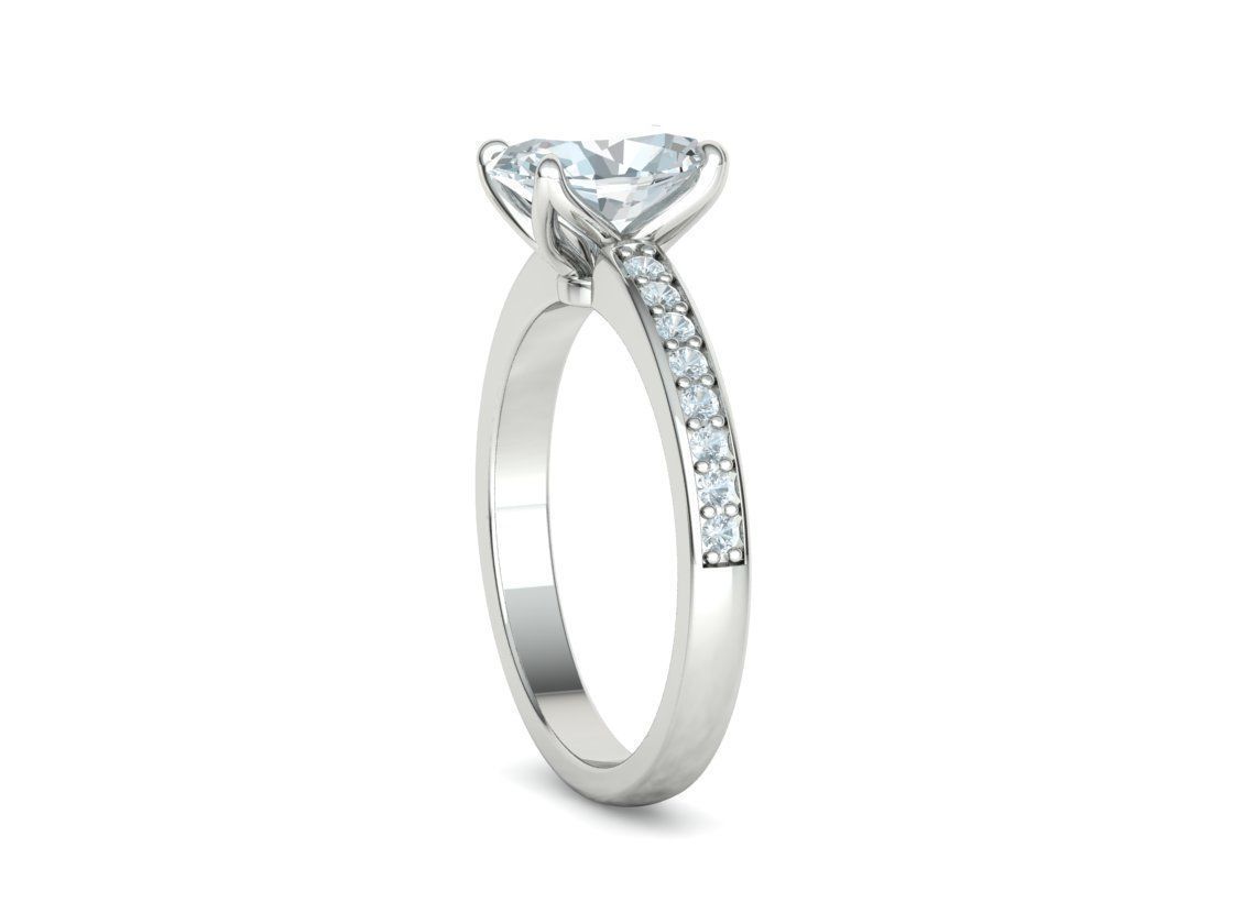 9x7 Oval Stone Engagement Solitaire Ring 4claw setting 3Dmodel 3D print model_27