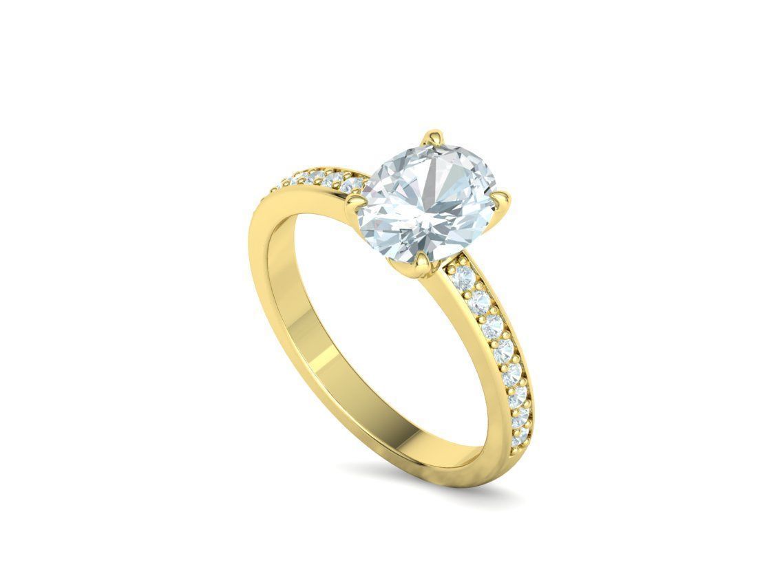 9x7 Oval Stone Engagement Solitaire Ring 4claw setting 3Dmodel 3D print model_35