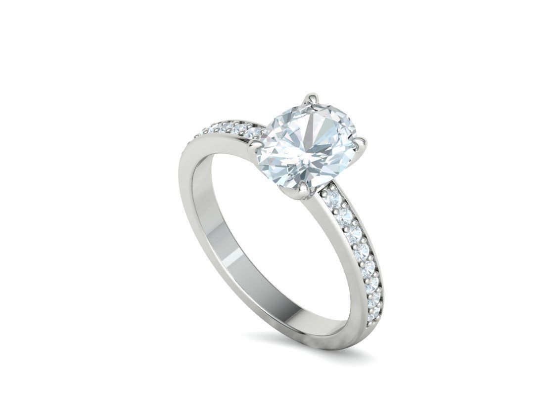 9x7 Oval Stone Engagement Solitaire Ring 4claw setting 3Dmodel 3D print model_36