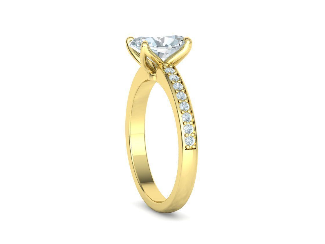 9x7 Oval Stone Engagement Solitaire Ring 4claw setting 3Dmodel 3D print model_26