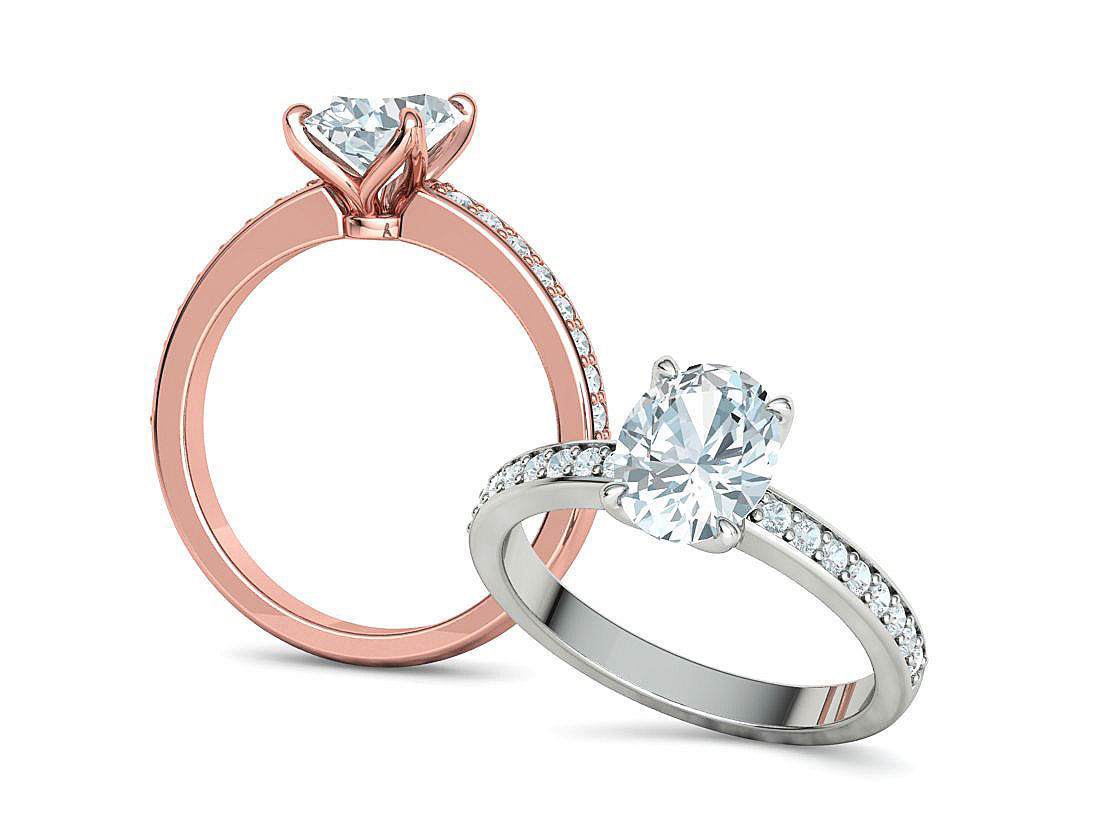 9x7 Oval Stone Engagement Solitaire Ring 4claw setting 3Dmodel 3D print model_11