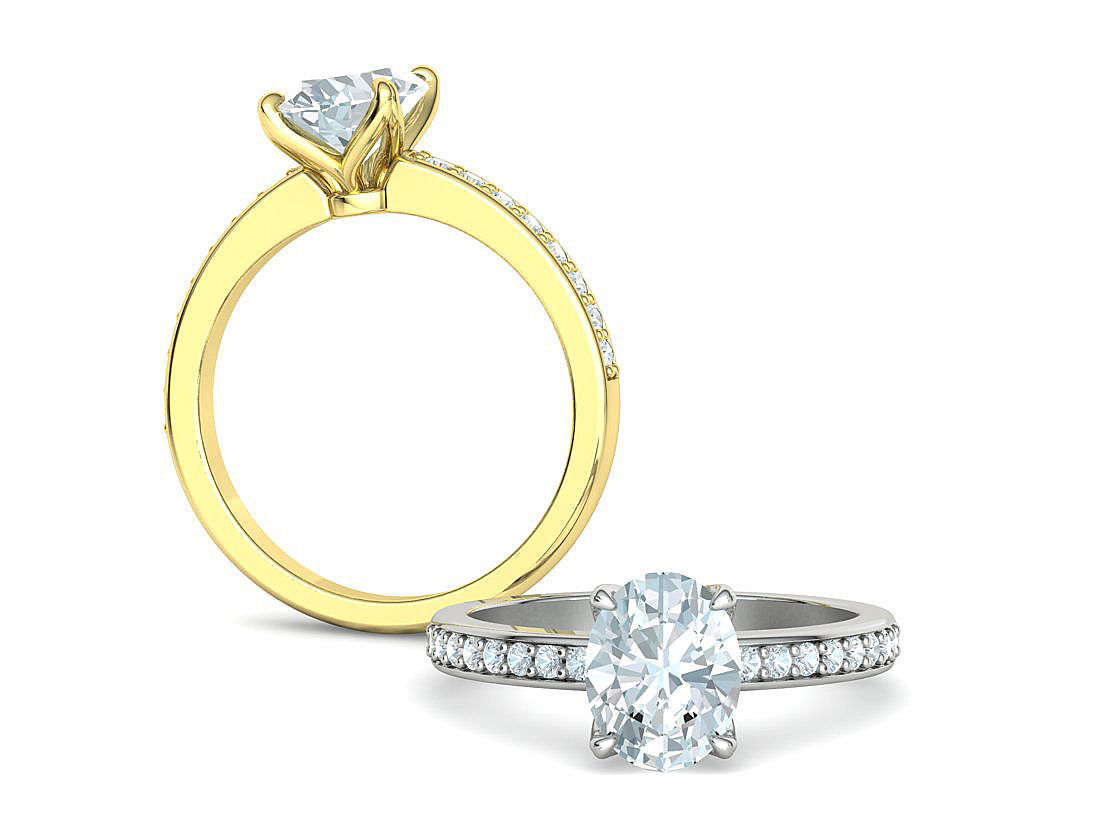 9x7 Oval Stone Engagement Solitaire Ring 4claw setting 3Dmodel 3D print model_12