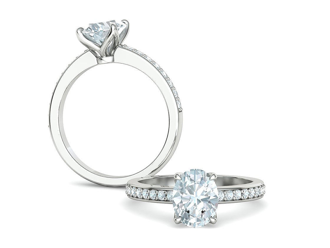 9x7 Oval Stone Engagement Solitaire Ring 4claw setting 3Dmodel 3D print model_4